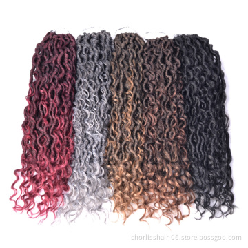 Wholesale Messy River Faux Locs Crochet Hair Extensions With Curly Ends Bohemian River Goddess Locs Afro Synthetic Twist Braids